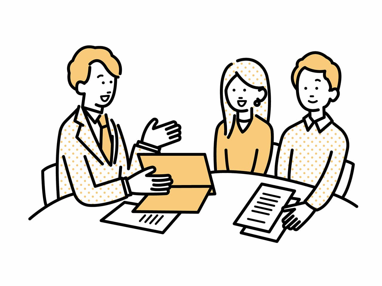 説明を受けているご夫婦のイラスト